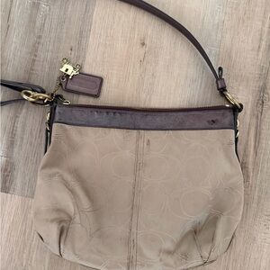 Coach Beige and Dark Brown Shoulder Bag
